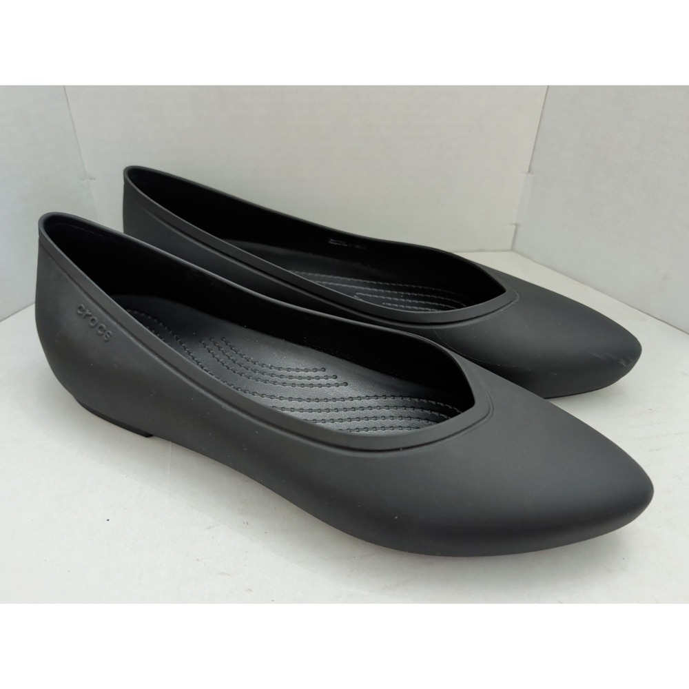 Crocs Brooklyn Pointed Flats Womens Size 10 Slip On Black Sandals
